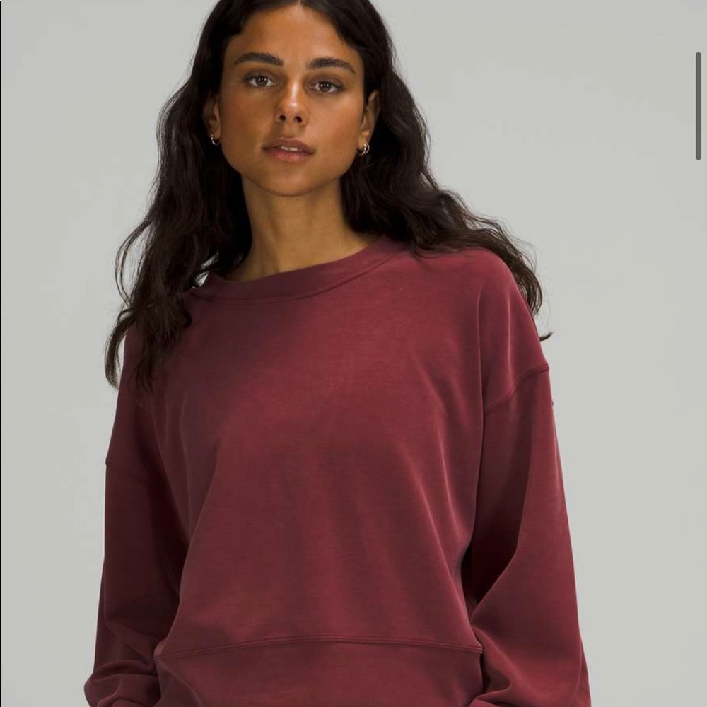 Lululemon Perfectly Oversized Cropped Crew *Softstreme Red Merlot Size 6